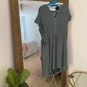 Teal V Neck Dress
